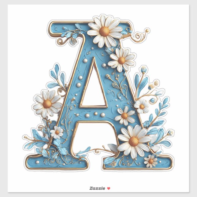 Pegatina Letra Decorativa A con Esmalte Azul (Hoja)