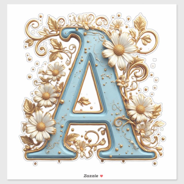Pegatina Letra Decorativa A Con Esmalte Azul (Hoja)
