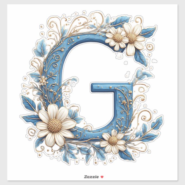 Pegatina Letra Decorativa G Con Esmalte Azul (Hoja)