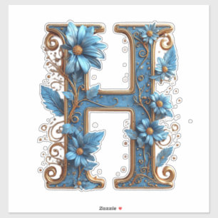 Pegatina Letra Decorativa H Con Esmalte Azul
