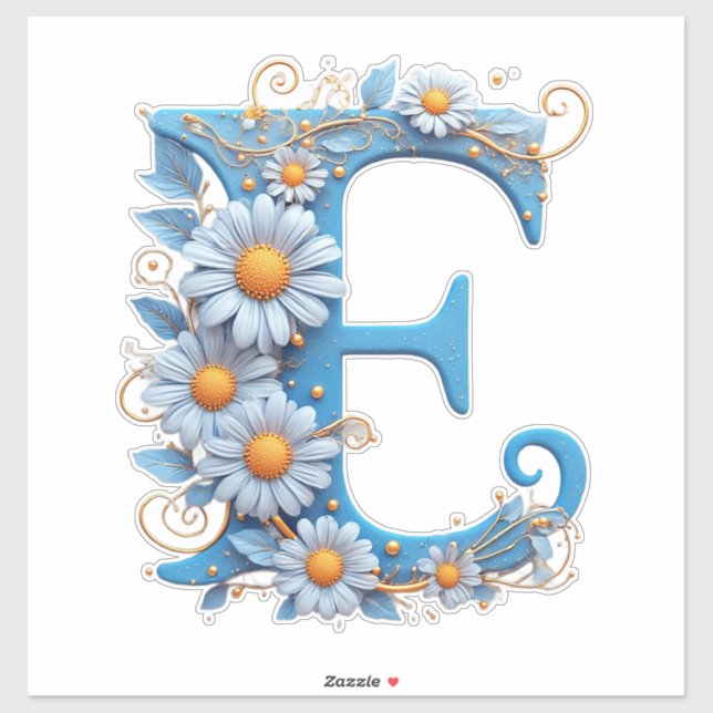Pegatina Letra E Decorativa con Esmalte Azul (Hoja)