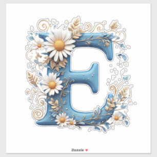 Pegatina Letra E Decorativa con Esmalte Azul
