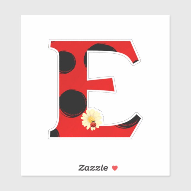 Pegatina Letra E Impresión de parásito con lamparo y flor (Hoja)