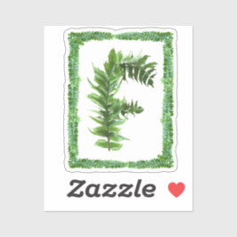 Pegatina Letra F Monograma inicial, alfabeto fern verde F