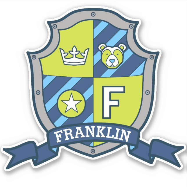 Pegatina Letra F nombre personalizado Franklin caballeros e (Anverso)
