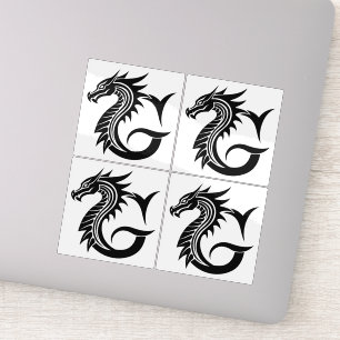 Pegatina Letra G de estilo dragón, alfabeto de dragón, mono