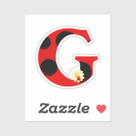 Pegatina Letra G Impresión de lagartija con lama y flor