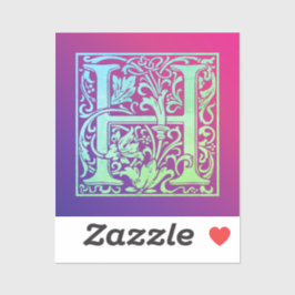 Pegatina Letra H Color Vintage Primera Letra Gradiente