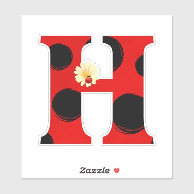 Pegatina Letra H Impresión de lamparo con lamparita y flor (Hoja)