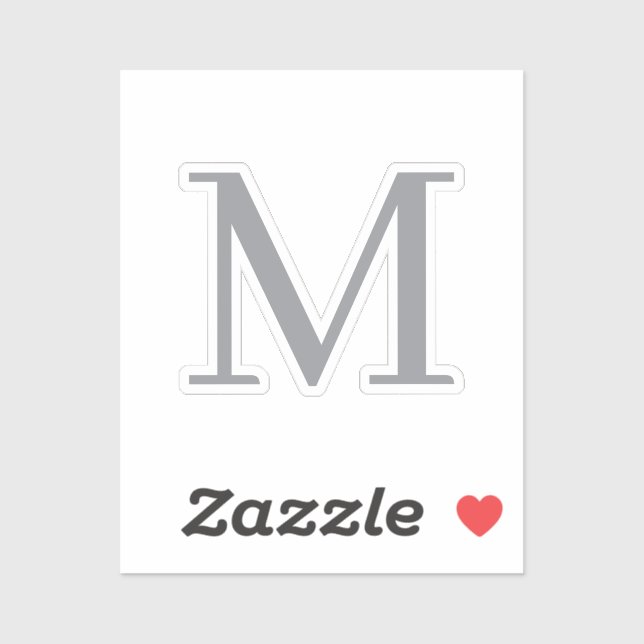 Pegatina Letra inicial gris moda monograma moderno (Hoja)