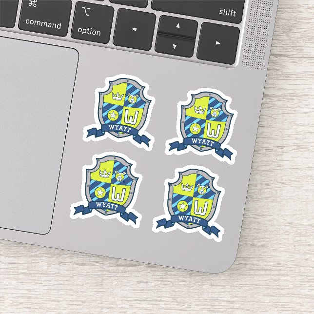 Pegatina Letra inicial W escudo del oso de nombre personali (Detalle)