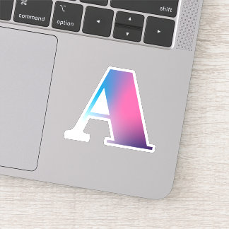 Pegatina Letra mayúscula Un degradado de monograma azul ros