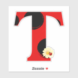 Pegatina Letra S Impresión de parásito con lamparo y flor