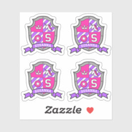 Pegatina Letra S monograma nombre personalizado unicorn