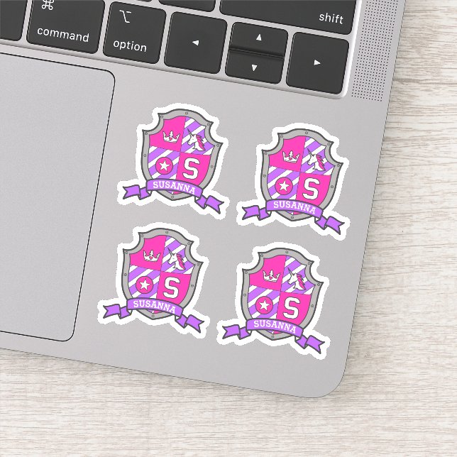 Pegatina Letra S monograma nombre personalizado unicorn (Detalle)