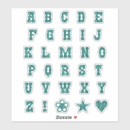 Pegatina Letra temática occidental Verde azulada letras de