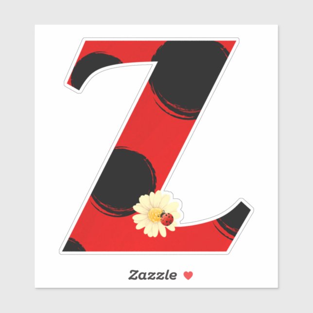 Pegatina Letra Z Impresión de limbo con Ladybug y Flor (Hoja)