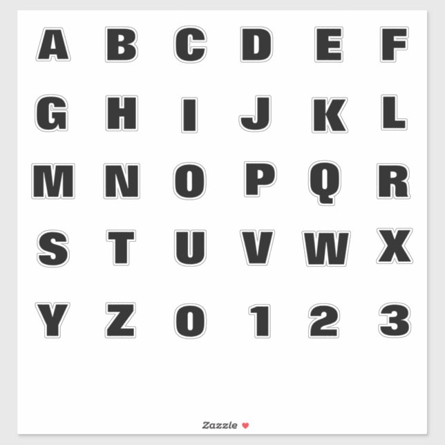 Pegatina Letras de monograma alfabético iniciales (Hoja)