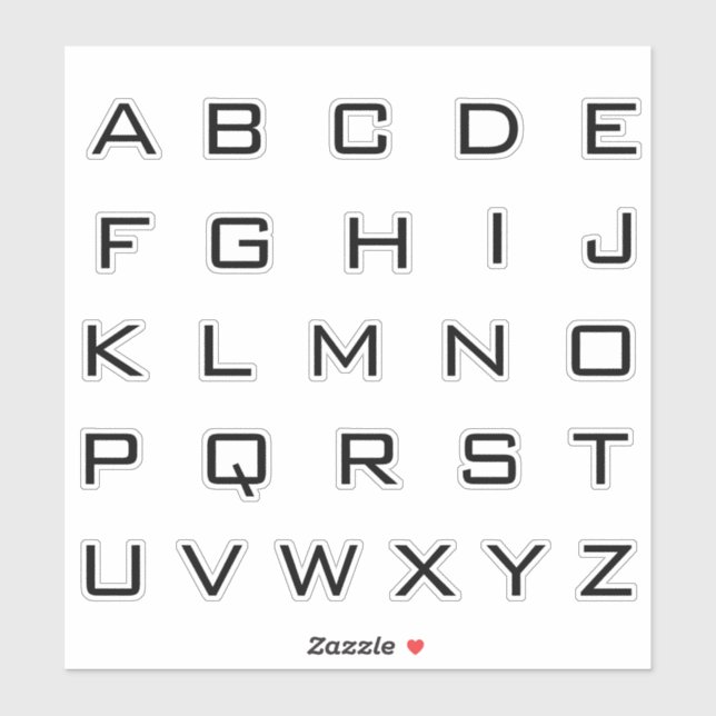 Pegatina Letras de monograma alfabético iniciales (Hoja)