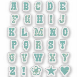 Pegatina Letras de Monograma con Floral de Dainty Green Sag