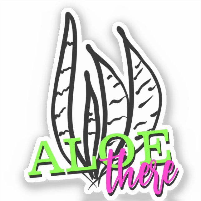 Pegatina Letras de Neón de Planta de Aloe (Anverso)
