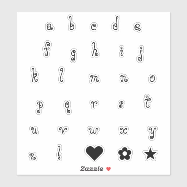 Pegatina Letras iniciales del alfabeto de letra negro girat (Hoja)