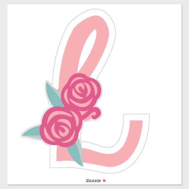 Pegatina LETRAS LAVISH -L- rosa pastel (Hoja)