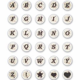Pegatina Letras negras Monograma Flores pequeñas Alfabeto B