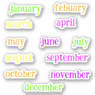 Pegatina Letras Neon de los Meses del Año Script