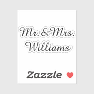 Pegatina Letrero de boda personalizado en vinilo con apelli
