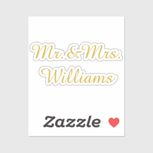 Pegatina Letrero de boda personalizado en vinilo dorado con