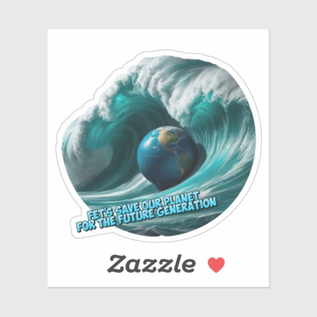 Pegatina let's save our planet for the future generation (Hoja)