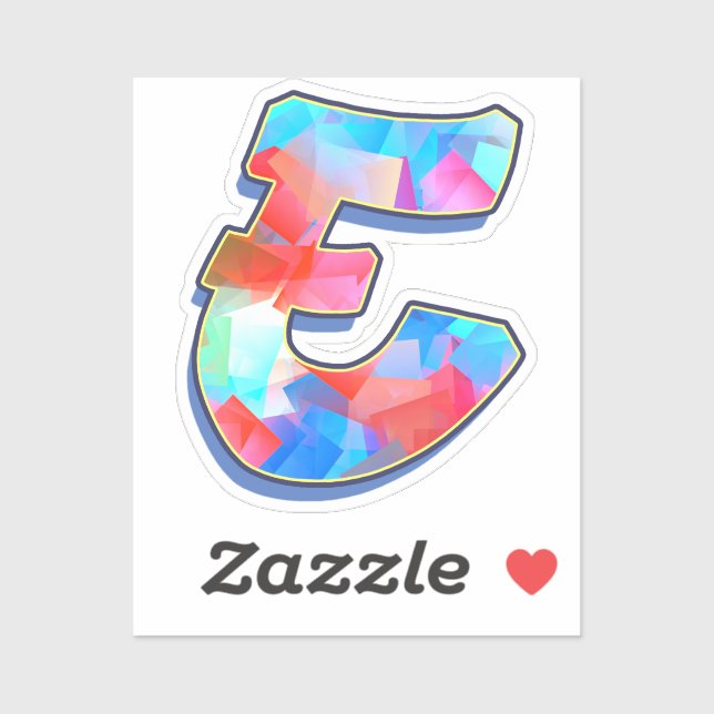 Pegatina Letter E -  Color Mix (Hoja)