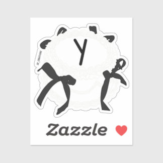 Pegatina Letter Y Initial Black And White Bow Vintage Cake