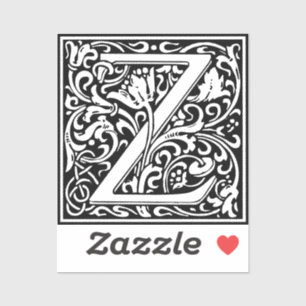 Pegatina Letter Z art nouveau black and white Tile
