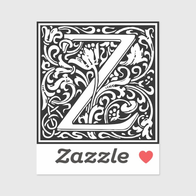 Pegatina Letter Z art nouveau black and white Tile  (Hoja)