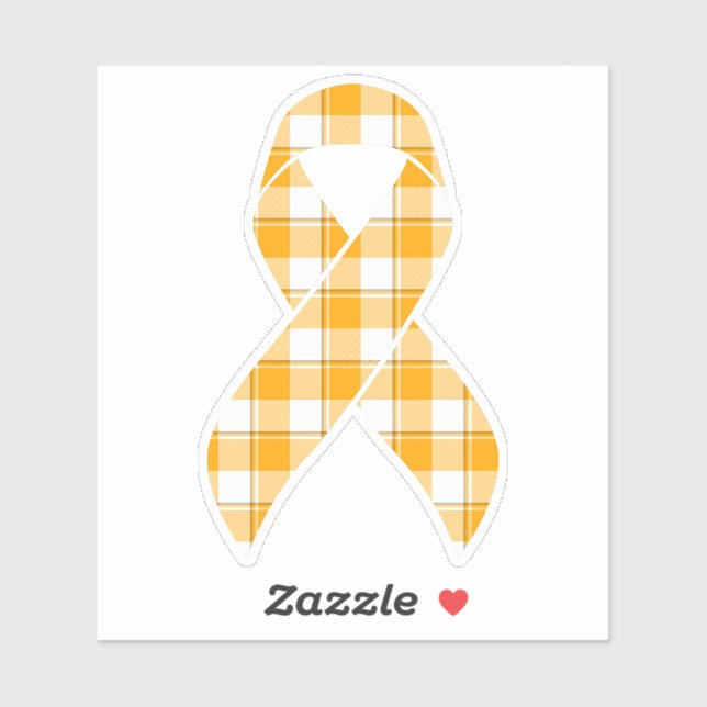 Pegatina Leukemia Awareness Plaid Orange Ribbon (Hoja)