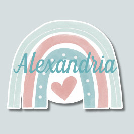 Pegatina Levantarse por encima del monograma arco iris bohe