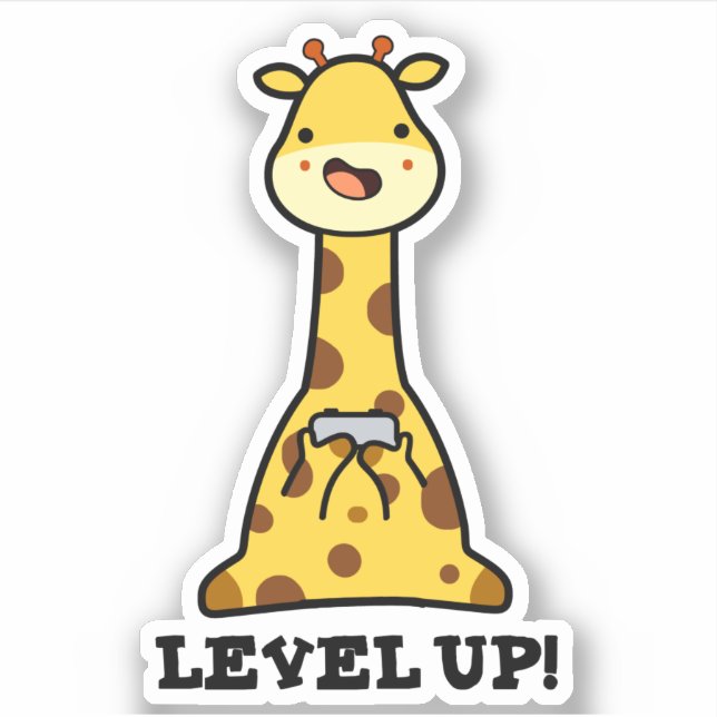 Pegatina Level Up Funny Giraffe Pun (Anverso)