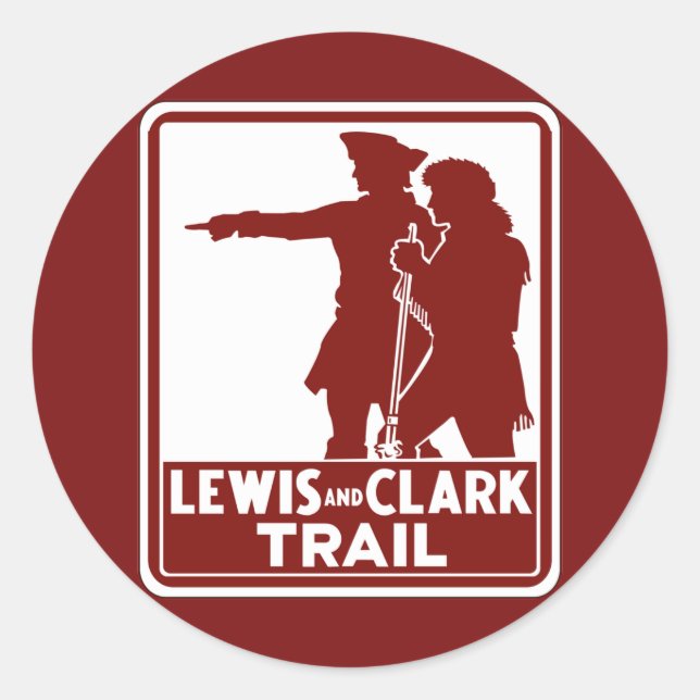 Pegatina Lewis & Clark, Rótulo de la Guía de Tráfico, Estad (Anverso)