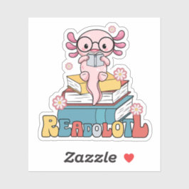 Pegatina Leyendo a Axolotl Pun Cute BookworlReader