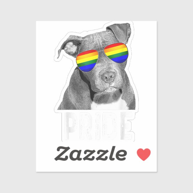 Pegatina LGBT Pitbull Gay Pride Dog Shades Sungafas LGBTQ (Hoja)
