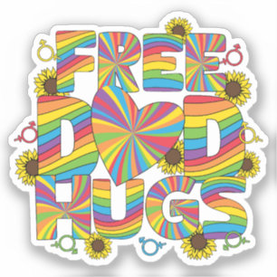 Pegatina LGBTQ - Abrazos de papá gratis - Color arcoiris