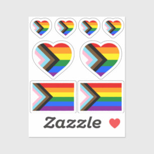 Pegatina LGBTQ & Orgullo - Bandera de progreso arcoiris/vin