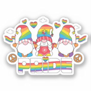Pegatina LGBTQ - Orgullo - Gnomo de jardín - Color arcoiris