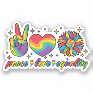 Pegatina LGBTQ - Paz, amor, igualdad