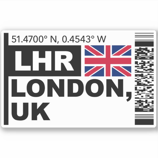 Pegatina LHR London Boarding Pass - England, UK Travel (Anverso)