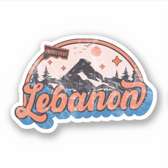 Pegatina Líbano, Connecticut (Anverso)