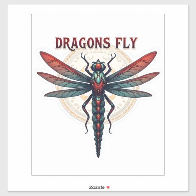 Pegatina Libélula Steampunk mecanizada genial - Dragones Vu (Hoja)