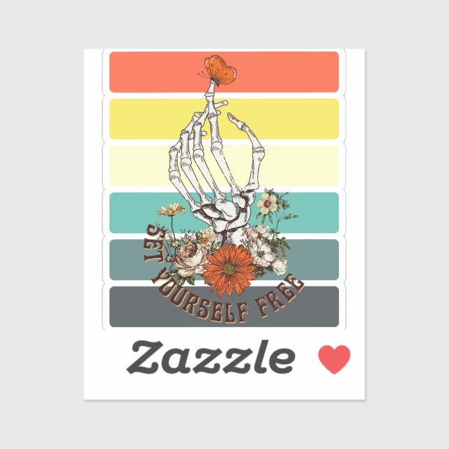 Pegatina Libérate - Flores de esqueleto Mariposa (Hoja)